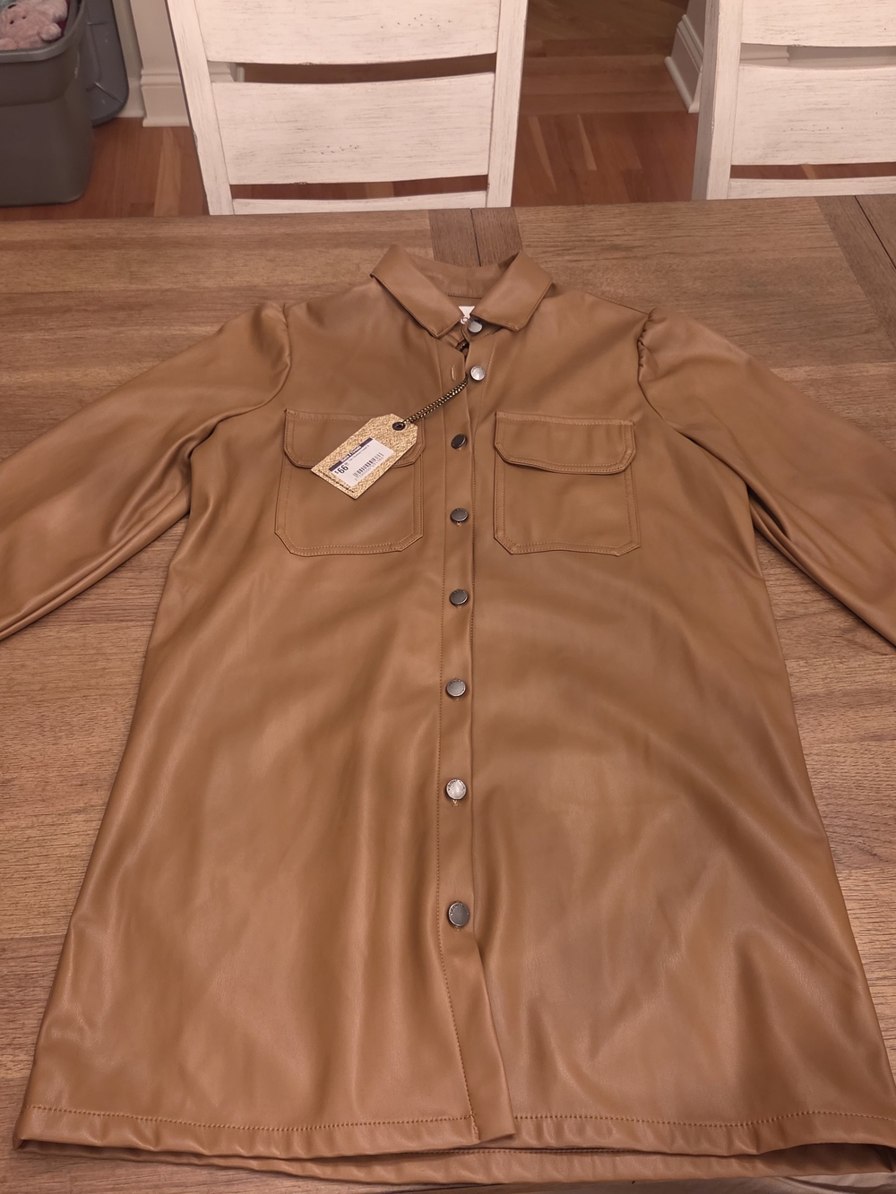 NWT Vibrant M.I.U. Faux Leather Shirt Jacket / Mini Dress